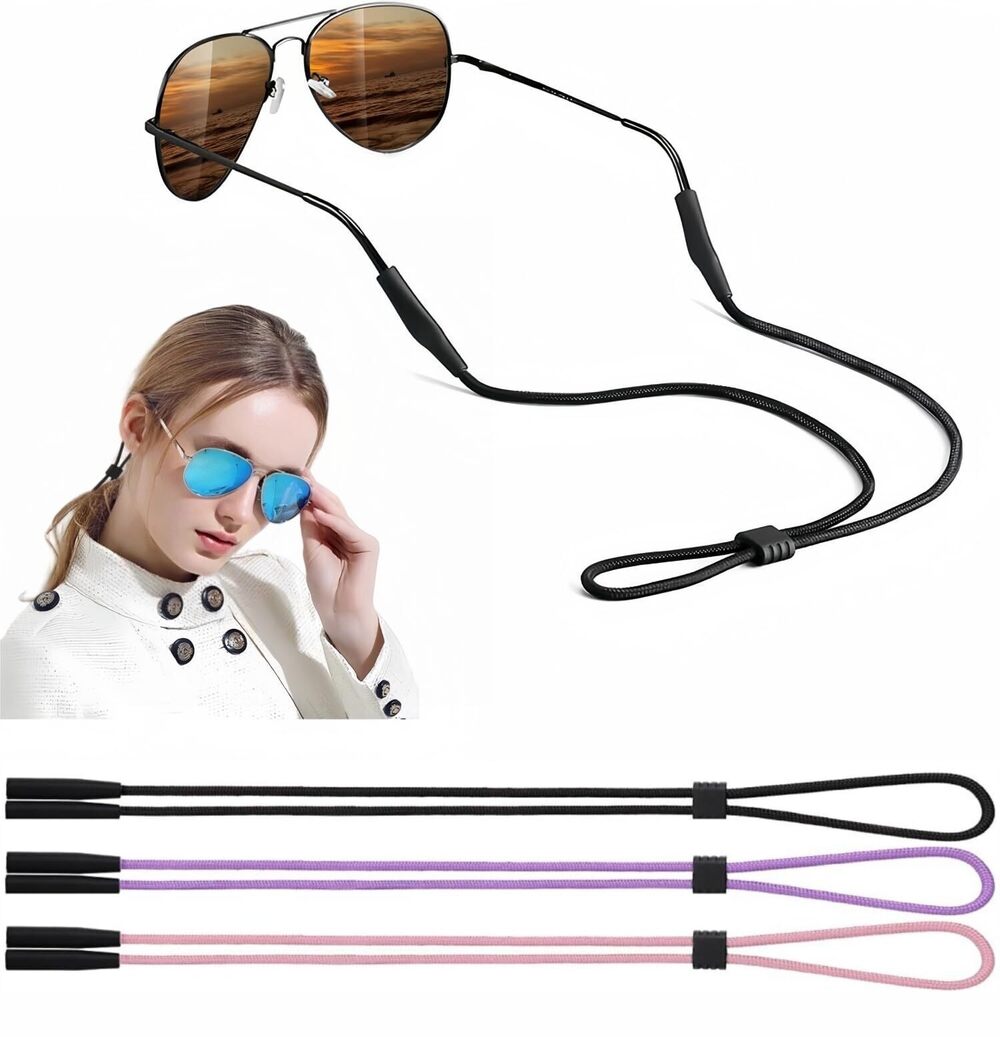 2380 Eyeglasses Holder Strap - 3 Pcs Adjustable Eyewear String Lanyard